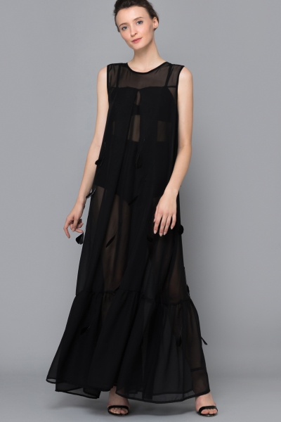 Brilliant Noir Feather Dress